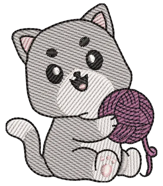 Matriz de Bordado Gato Brincando com Novelo